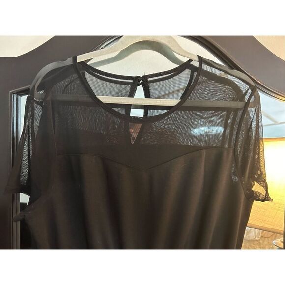 NEW Black Jumpsuit Sheer Chest Detail Short sleeve XL - Picture 2 of 4